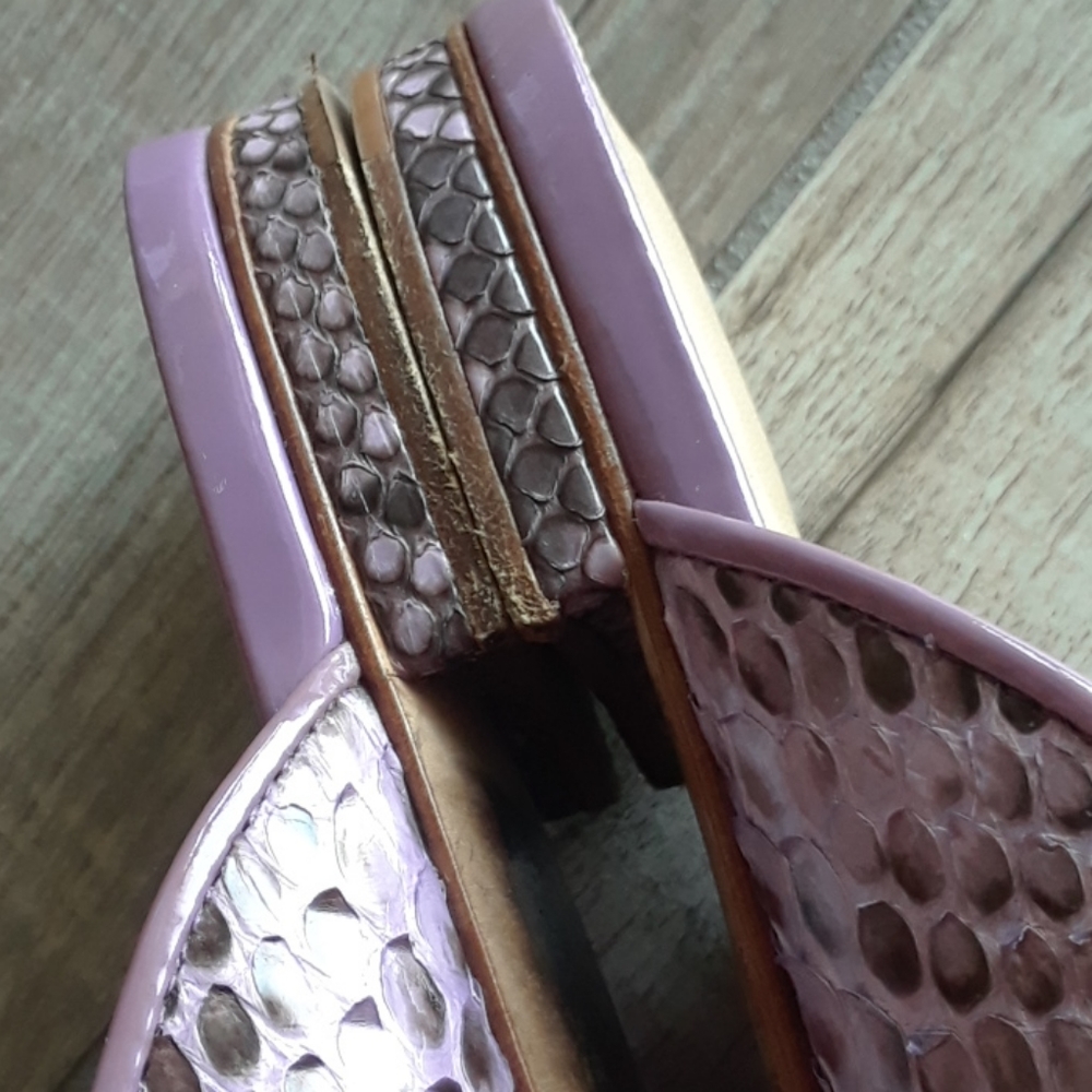 ALEXANDRE BIRMAN..PURPLE SNAKESKIN THONG SANDALS - Picture 3 of 8